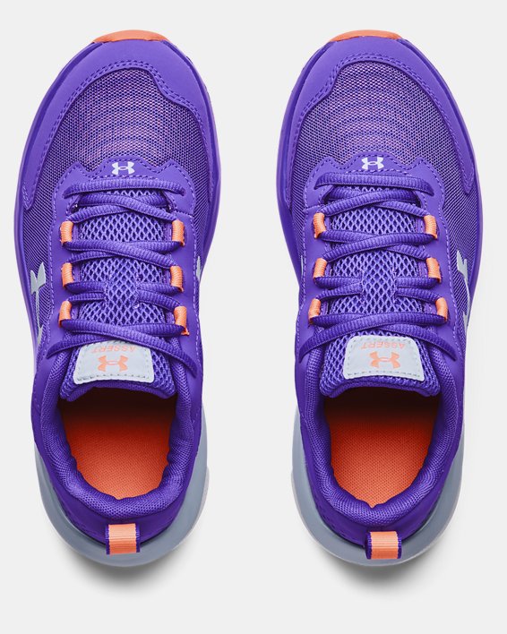 Girls' Grade School UA Assert 9 Running Shoes, Purple, pdpMainDesktop image number 2